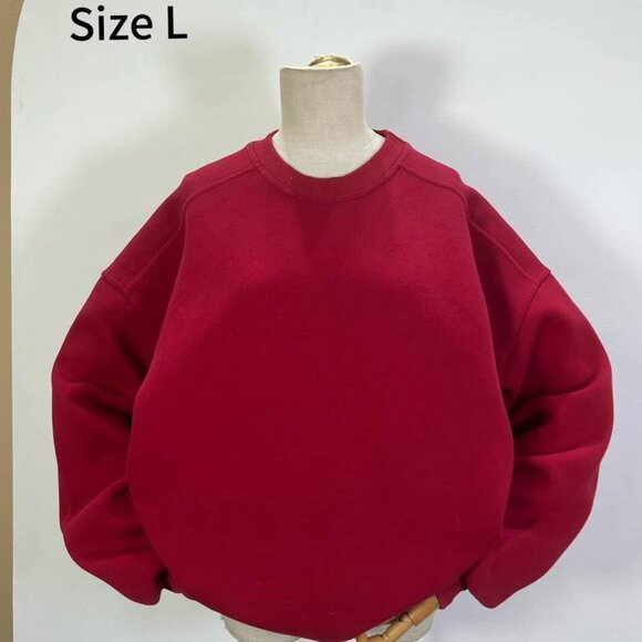 Tops - Oversized Basic Red Crewneck Sweatshirt